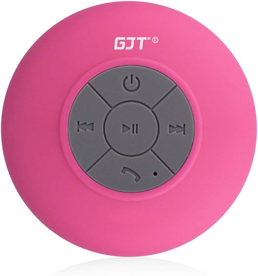 GJT Wireless Bluetooth Waterproof Shower Speaker:3.0 Speaker, Mini Water Resistant Wireless Shower Speaker,Portable Speakerphone with Built-in Mic,Bathroom,Pool,Boat,Beach,&Outdoor Use(Pink)