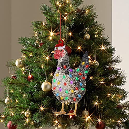 Wooden Christmas Tree Ornaments Christmas Scarf Chicken Holiday Party Decoration Christmas Outdoor Decorations(#01)