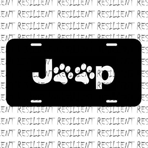 JEEP PAWS WRANGLER JK TJ YJ CHEROKEE PERSONALIZED CUSTOM LICENSE PLATE CUSTOM CAR TAG