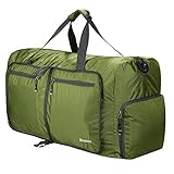 Homdox Foldable Duffle Bag, Large & Strong Travel Luggage, Shopping and Gym Storage Bag