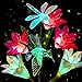 Anpro Solar Garden Lights - Outdoor Solar Garden Stake Lights with 6 Lily Flower Butterflies Combination,Waterproof Multi-Color Changing Flower Lights for Patio Yard Villa Lawn,Decorations