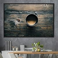 Framed Canvas Wall Art Coffee in The Mornings Coffee Dark Drinks Farmhouse/Country Group Multicolor Photography Realism - 16x24 inches
