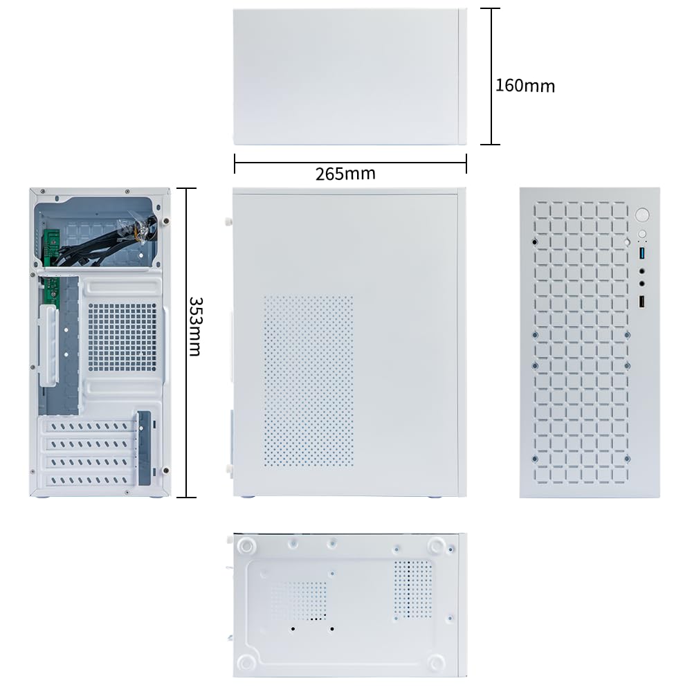 Micro ATX Case PC Case: MATX Case Mini PC ITX Desktop Computer Case Support Micro ATX MATX DTX ITX Mini PC with USB3.0, Support 3.5'' HDD (White)