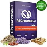 RECHARGE24 PM Sleep Aid, 100% Natural Sleeping Pills with Melatonin and Valerian Root, Supports Stress Resiliency, Insomnia and Anxiety Relief, Combats Adrenal Fatigue: 30 Vegan Capsules