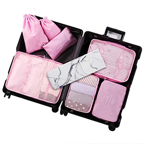 Bluecell Heat Resistant Neoprene Curling Iron Holder Cover Bag Flat Iron Curling Wand Travel Case Pouch 15 x 5 Inches,White Marble Pattern