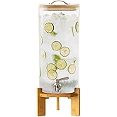 Beverage Dispenser, 2.9 Gallon Glass Drink Dispenser with Stand, Glass water dispenser with Spigot, Large Drink Dispensers for Parties,Bars,Restaurants, 11L
