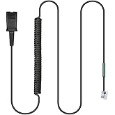 U10P Headset Adapter RJ9 Cable for Plantronics Quick Disconnect Headset | Plantronics QD Cord, Work with Polycom VVX411 VVX410 VVX311 VVX310, ShoreTel Avaya NEC Aastra Mitel Nortel Landline Phones