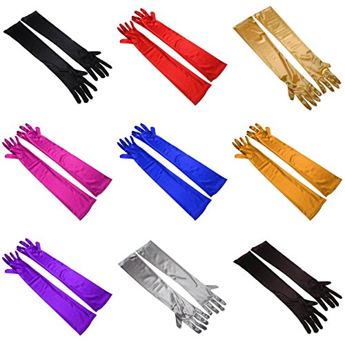 WITERY Stretchy Satin Party Fancy Bridal Wedding Prom Dress Costumes Gloves White