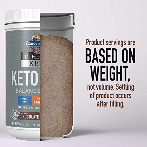 GARDEN OF LIFE DR. FORMULATED KETO MEAL BALANCED SHAKE – CHOCOLATE POWDER, 14 SERVINGS, TRULY GRASS FED BUTTER & WHEY PROTEIN PLUS PROBIOTICS, NON-GMO, GLUTEN FREE, KETOGENIC, PALEO MEAL REPLACEMENT