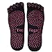 BLKWHT 4 Pairs Cotton Yoga Socks with Non Slip Grips Pilates Socks, Barre, Five fingers Full Toe Ankle High Breathable comfortable Stretchable ( Black Purple Pink Gray)