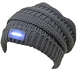 Funky Junque C.C Solid Ribbed Day/Night Reversible LED Flash Light Beanie Hat