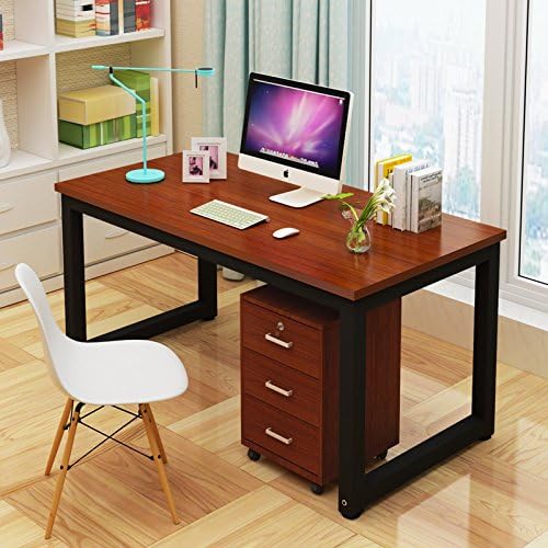 Computer Desk,47'' Sturdy Home Office Desk Study Writing Desk,Modern Simple Style PC Workstation Table for Home Office (Teak Color)