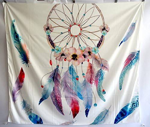 QNJins Dream Catcher Tapestry Wall Hanging by, Dream Catcher with Flower and feather,Home Decor Wall Hanging for Dorm Bedroom Living Room,Special Clips Included for Easy Hanging