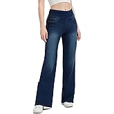 KYAL KNOW YOU ARE LOVED Women's High Waisted Bell Bottom Pull On Jeans Tummy Control Stretchy Baggy Casual Jean Leggings