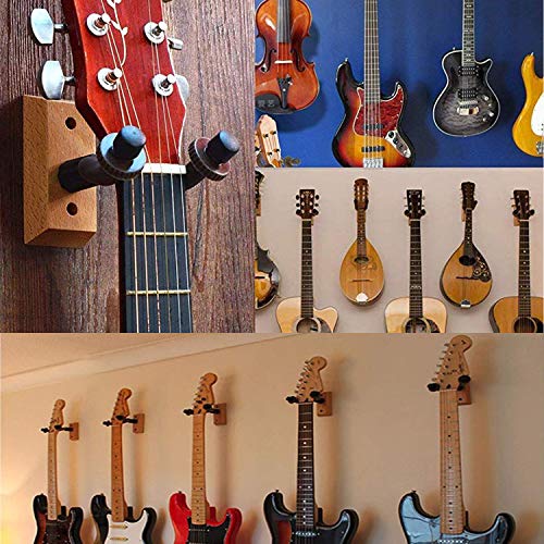 VEIDIA 6-Pack Guitar Stands Guitar Holders Guitar Wall Mounts Hardwood Guitar Hanger Wall Hooks with Screws for All Size Guitars, Bass, Mandolin, Banjo, Ukulele - Thumbnail 6