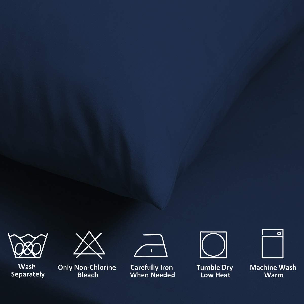 Aisbo Double Duvet Set including Sheet, Navy Blue 4 Pieces Microfiber Bedding Set for Double Bed Includes Duvet Cover - Image 4
