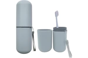 HEIPINIUYE Light Blue Travel Toothbrush Holder, Toothbrush and Toothpaste Travel Case Portable Toothbrush Holder with Cover for Traveling Bathroom Business Camping School