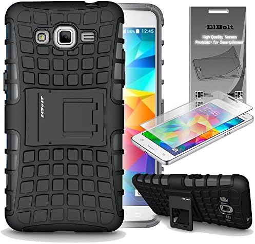 Samsung Galaxy Grand Prime LTE G530H G530F Grenade Combat Case by ElBolt - Black with Free HD Screen Protector