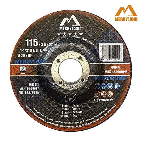 Merryland Cutting Disc 115 Metal for Angle Grinder 115 X 3.0 X 22.23 mm Cutting Wheel 25 Pieces, Steel Iron 4.5 inch Type 42