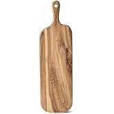 Linwnil Acacia Wood Cutting Board - Wooden Kitchen Cutting Board for Meat, Cheese, Bread, Vegetables & Fruits - Charcuterie Board & Cheese Serving Board with Handle (16"L x 4.7"W x 0.6"Th) (1)