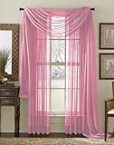 DreamKingdom - 2 PCS Solid Sheer Window Curtains/Drape/Panels/Treatment Brand New 58"Wx84"L - Rose Pink
