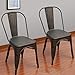 Adeco Metal Stackable Industrial Chic Dining Bistro Cafe Side Chairs (Set of 2), Black Bronze