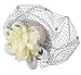 Fascinators Hair Clip Headband Pillbox Hat Bowler Feather Flower Veil Wedding Party Hat, Beige, One Size