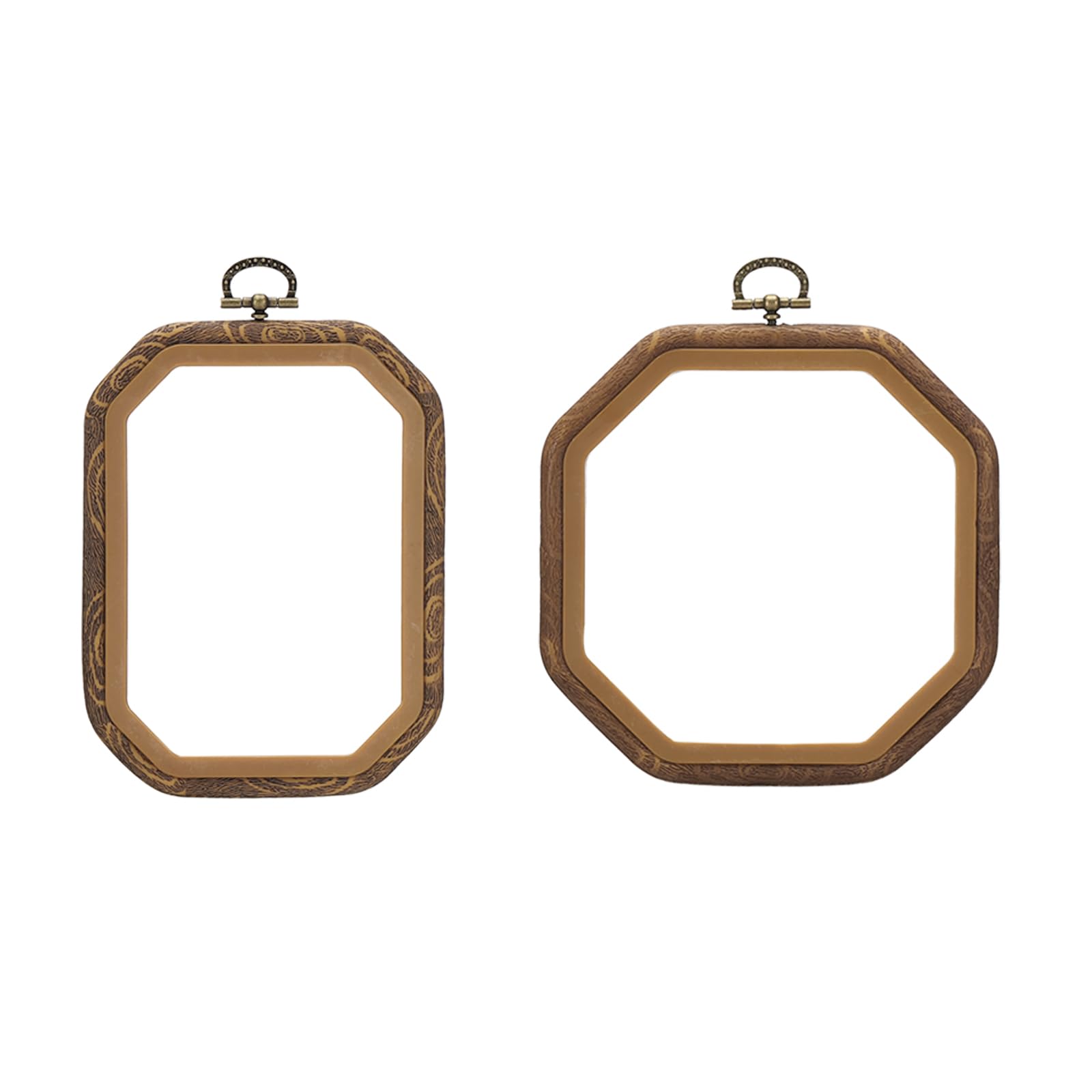 PATIKIL 2 Sizes Embroidery Hoops Set, 2 Pieces Imitated Wood Octagonal Frame Cross Stitch Hoop Ring for Embroidery Art Craft Sewing Ornaments Hanging Decoration