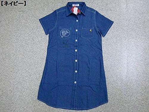 スヌーピーsnoopy 引き出物 デニムチュニックシャツ紺m レディース アメカジ ロゴ刺繍 ワンピース ストレッチ Woodstock 激カワ激 夏