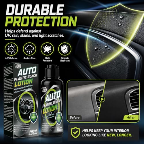 Inpumo Back to Black Trim Restorer, 100ml Car Plastic Restorer, Exterior and Interior Car Cleaning Kit, Restore Faded Plastic, Vinyl & Rubber, Resists Water, UV Rays, Dirt