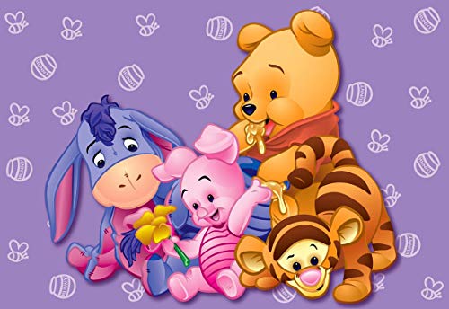 Disney Babies Winnie The Pooh Eeyore Piglet Tigger Bees Honeypot Background Edible Cake Topper Image ABPID27660 - 1/4 sheet