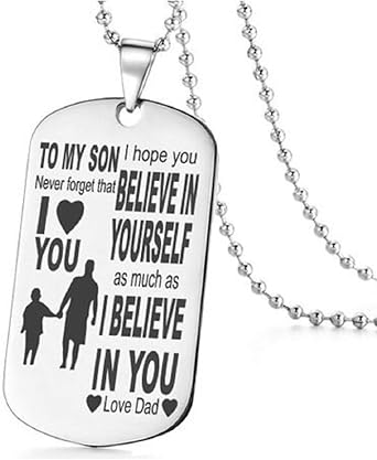 Idee Regalo Natale Famiglia.Collana Da Uomo Figlio Papa Famiglia Targa Scritta Dedica Ragazzo Idea Regalo Natale Compleanno Bigiotteria Gioielli Colore Argento Amazon It Abbigliamento