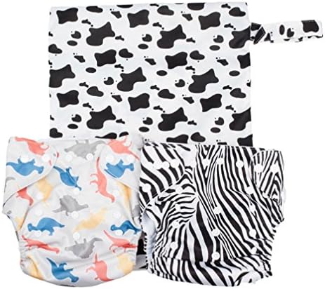 Baby Boy Cloth Diapers with Free Diaper Nappy Bag, 2 Pcs / Pack Adjustable Newborn Baby Cloth Covers