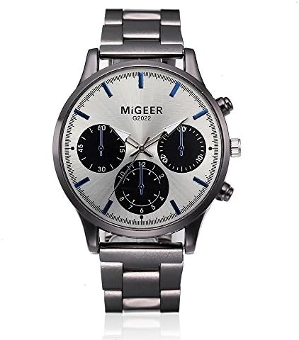 Men Crystal Watch Trendy Stainless Steel Quartz Wrist Watch Buisness Luxury Colock (Free Size, E)