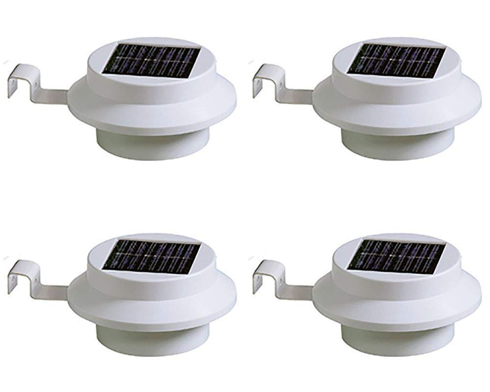 Solarize (TM) Set of 4 Solar Gutter Fence Lights (White)
