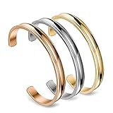 Womens Stainless Steel Grooved Bangle Hair Tie Bracelet Cuff for Girls+6 Unique Hair Ties