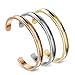 Womens Stainless Steel Grooved Bangle Hair Tie Bracelet Cuff for Girls+6 Unique Hair Ties