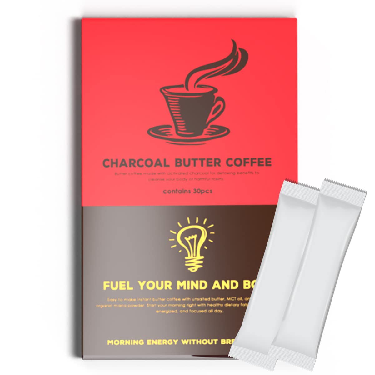 チャコール バターコーヒー 簡単に溶ける粉末 スティック個包装 （30包）ミウラタクヤ商店 糖質0.6g ケトジェニック 16時間断食 ダイエット商品画像