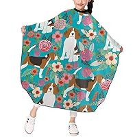 Children Barber Cape for Kid Haircut Umbrella Hair Catcher Kids Hair Styling Cutting Cape Apron Turquoise Blue Floral Beagle Dog