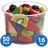 Plastic Food Storage Containers with lids &ndash; Foodsavers Deli Cups / Foodsavers for Portion Control & Miscellaneous - Commercial Duty, Watertight & Leakproof (16oz, 50pcs)