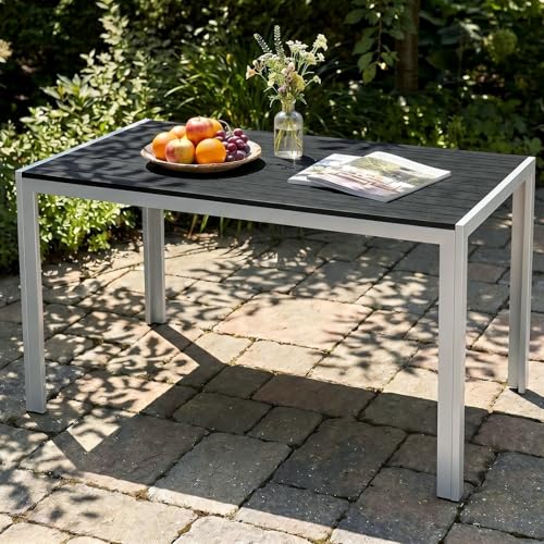 LIFERUN Gartentisch 110x70 cm WPC, Balkontisch Wetterfest für 4-6 Personen
