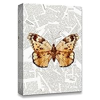 Canvas Wall Art Butterfly On The Newspaper Canvas Prints Home Artwork Decoration for Living Room,Bedroom - 12x18 inches