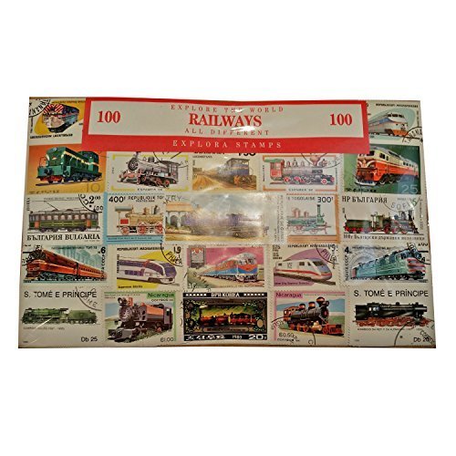 Worldwide Railway Transport Trains Locomotive Stamp Collection – 100 Different Stamps! Souvenir/Speicher/Memoria! Collectable Stamps from Around the World! Timbre/Stempel/Francobollo/Sello!