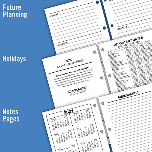 AT-A-GLANCE 2020 Daily Desk Calendar Refill, 4-1/2" x 8", Loose Leaf