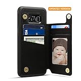 Samsung Galaxy S8 Card Holder Case, Galaxy 8 Wallet Case Spaysi(TM) Slim, Galaxy S8 Folio Leather case 2017, Gift Box, for Galaxy S8 (Black Grey)