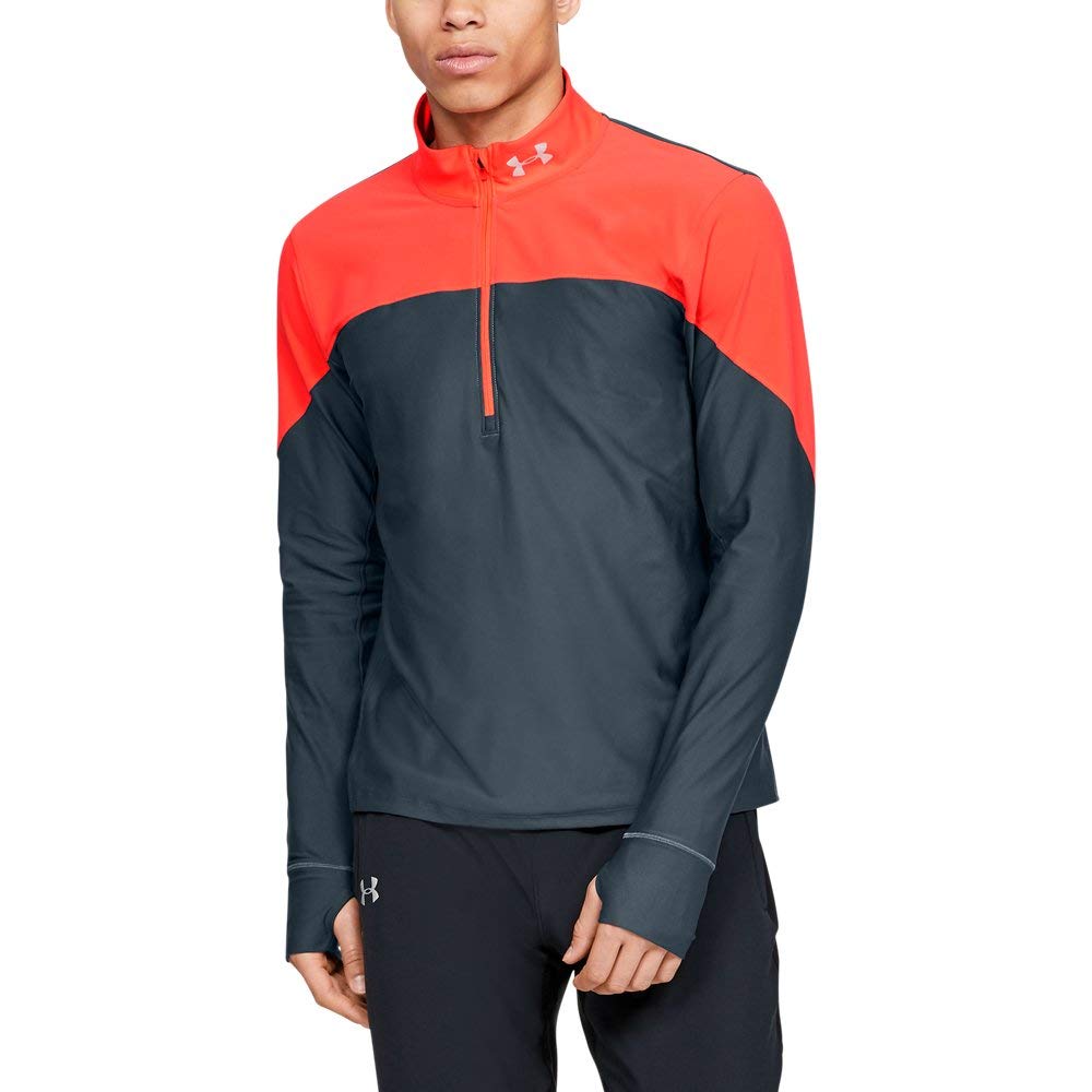 Under Armour Men Qualifier Half Zip Warm-Up Top - Wire/ Beta Red/ Reflective (073), X-Large — image 1