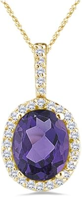 0.2 Cts Diamond & 1.51-2.00 Cts Amethyst Pendant in 14K Yellow Gold