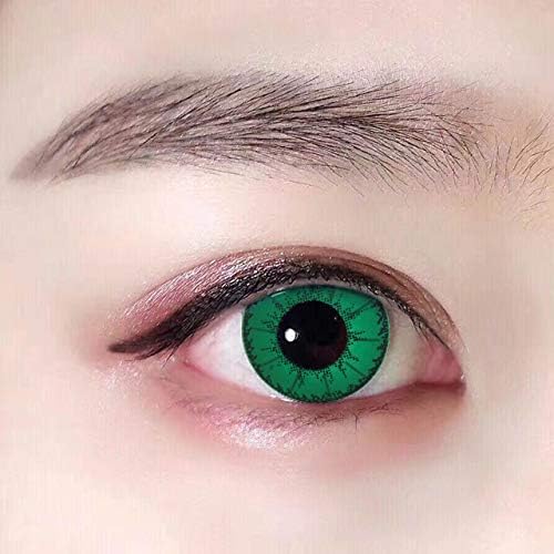 Body Art Colored Contact Lenses Case Box Holder Container + Eye Cosmetcs + Opulant Packaging for Costumes Parties(Green)