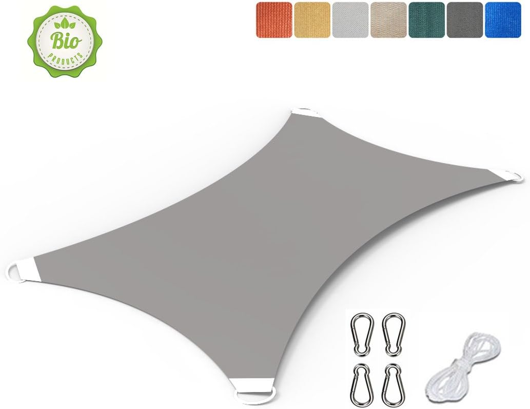 Sun Shade Sails Rectangle 15'x24' Customized Size Available Patio Garden UV Block (ECOLOGICAL MATERIAL) Gray
