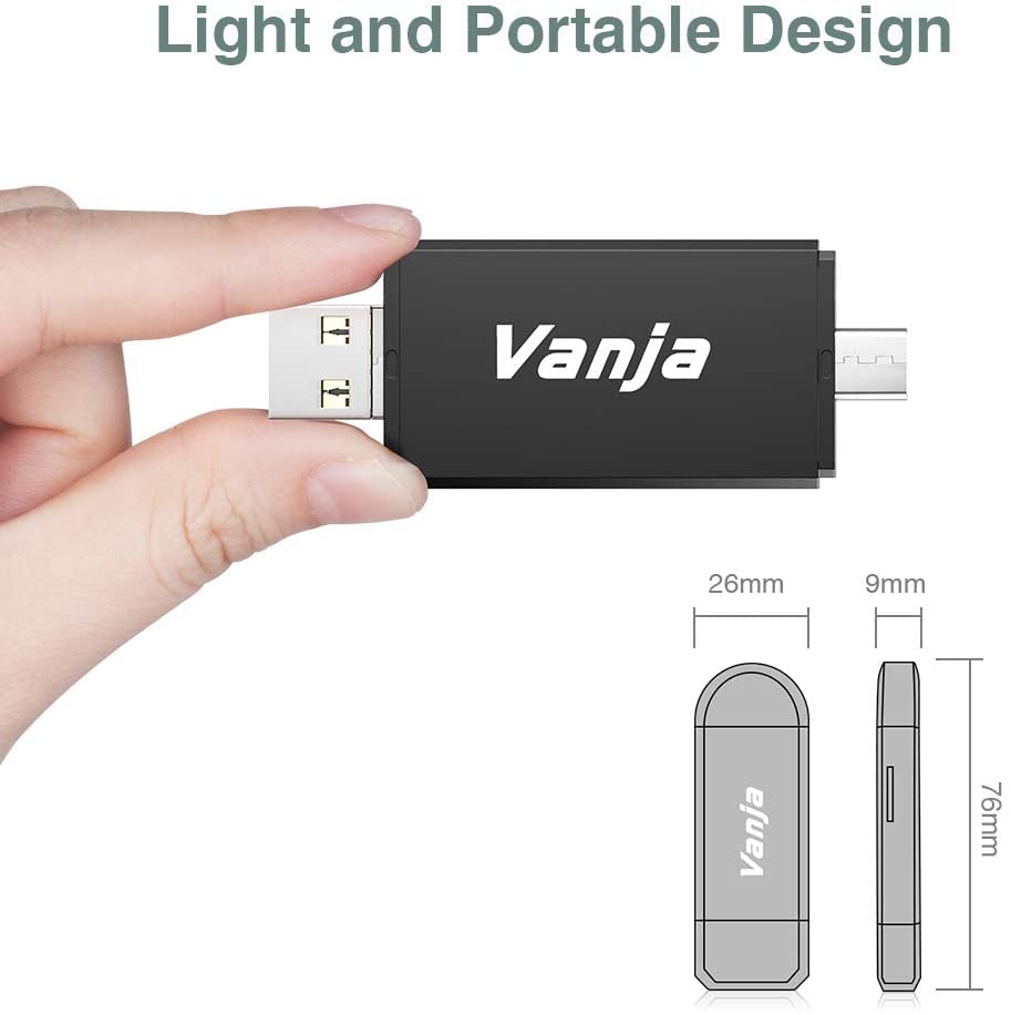 Vanja 3 in 1 Micro SD Card Reader, USBC USBA Micro USB Portable